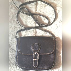 Elegant Dark Brown Vera Pello Genuine Leather Made In Italy Crossbody Bag